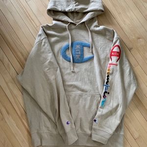 kith champion hoodie pink